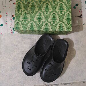 Gucci Hollow G shaped Black Slides